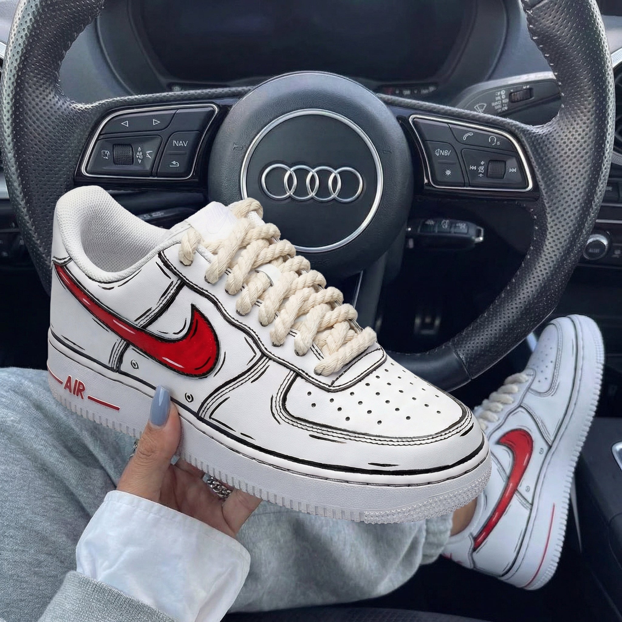 Red Graphic Custom Air Force 1 Thick Shoelaces-shecustomize