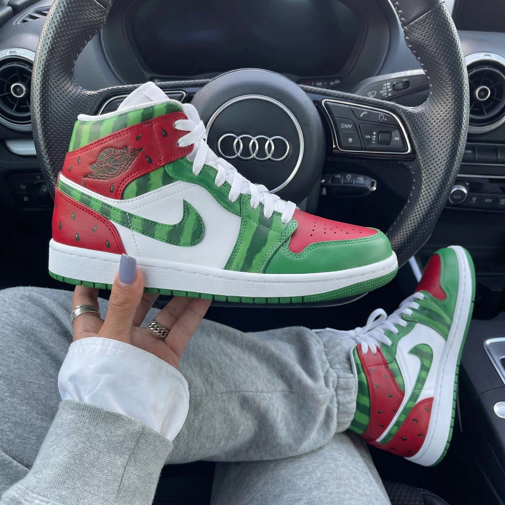 Red Green Watermelon Custom Air Jordan 1-shecustomize