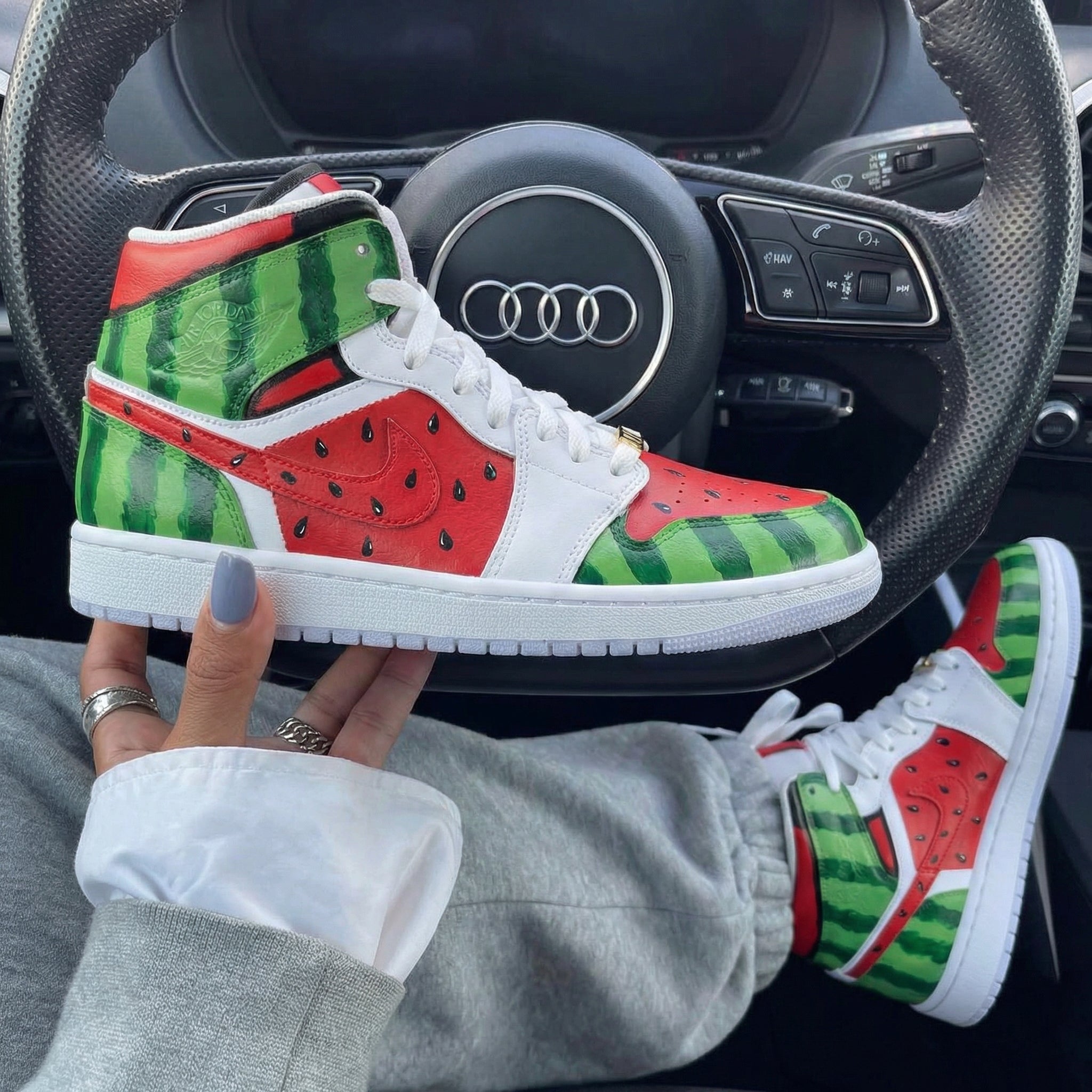 Red Green Watermelon Custom Air Jordan 1-shecustomize
