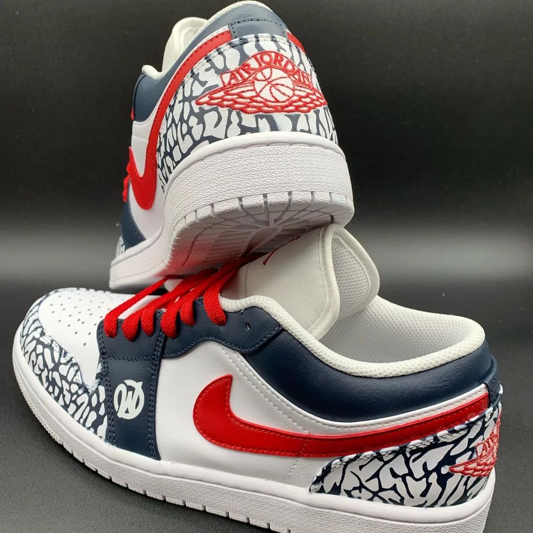 Red Navy Crackle Custom Air Jordan 1-shecustomize