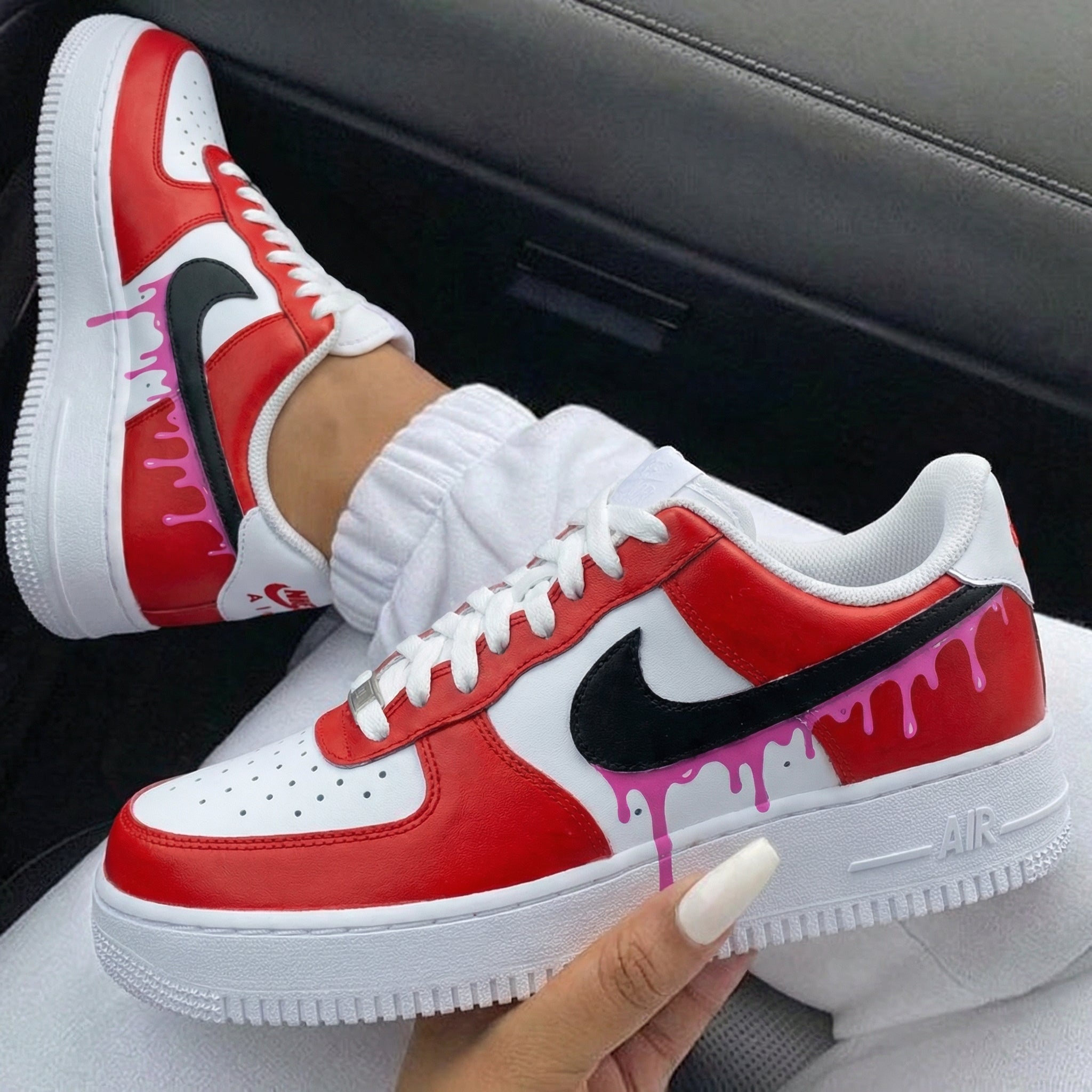 Red Pink Drip Custom Air Force 1-shecustomize