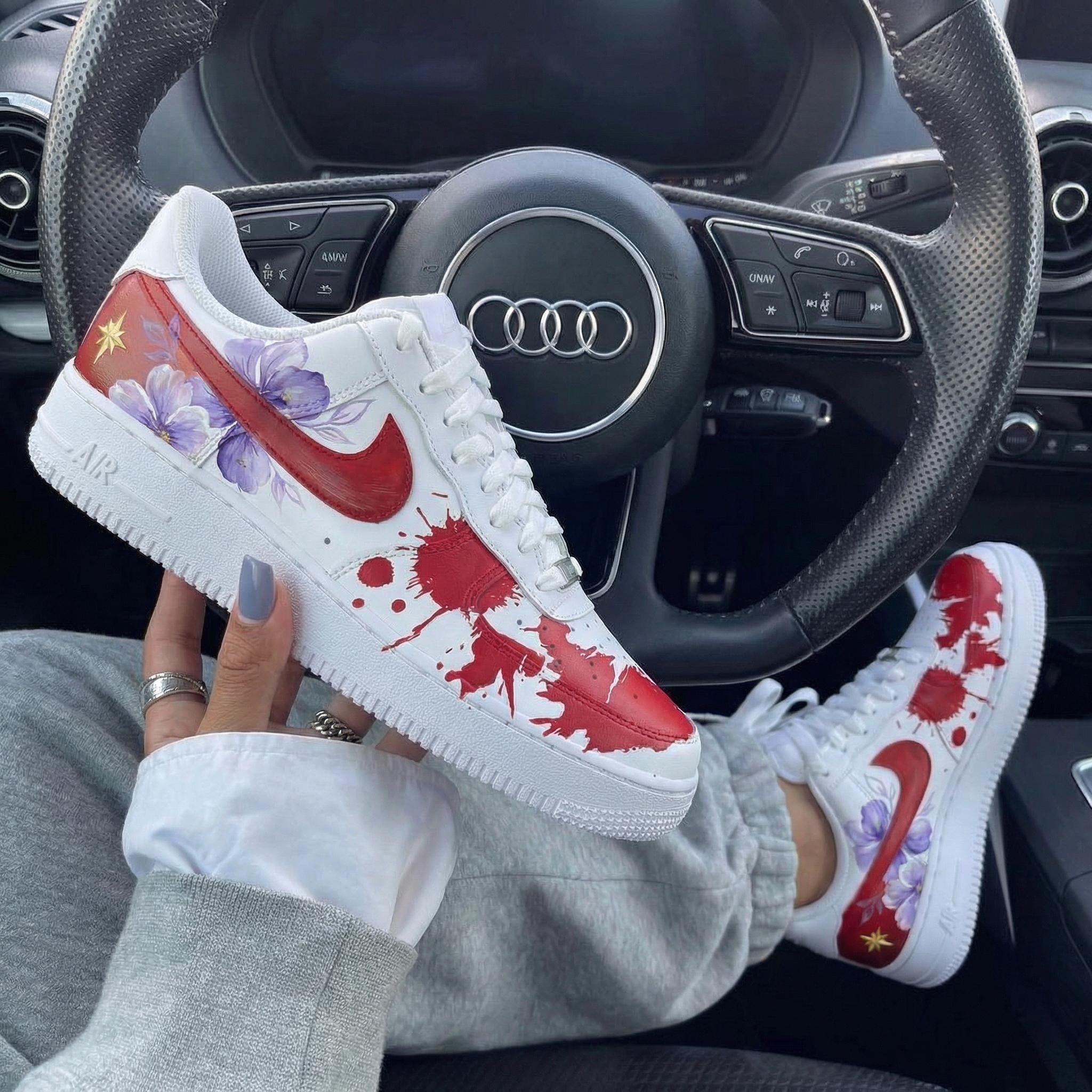 Red Purple Floral Custom Air Force 1-shecustomize