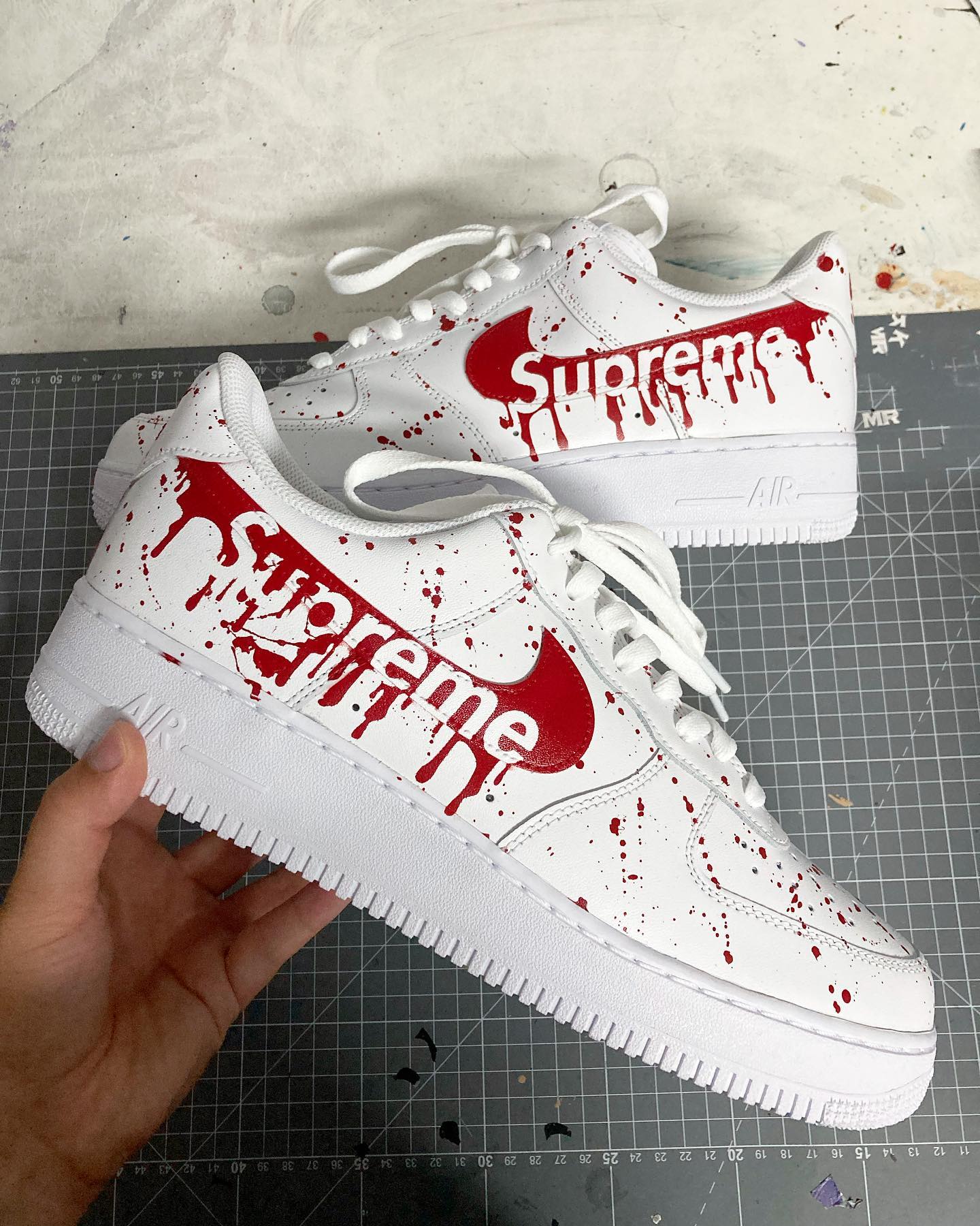 Red Splash Supreme Custom Air Force 1-shecustomize