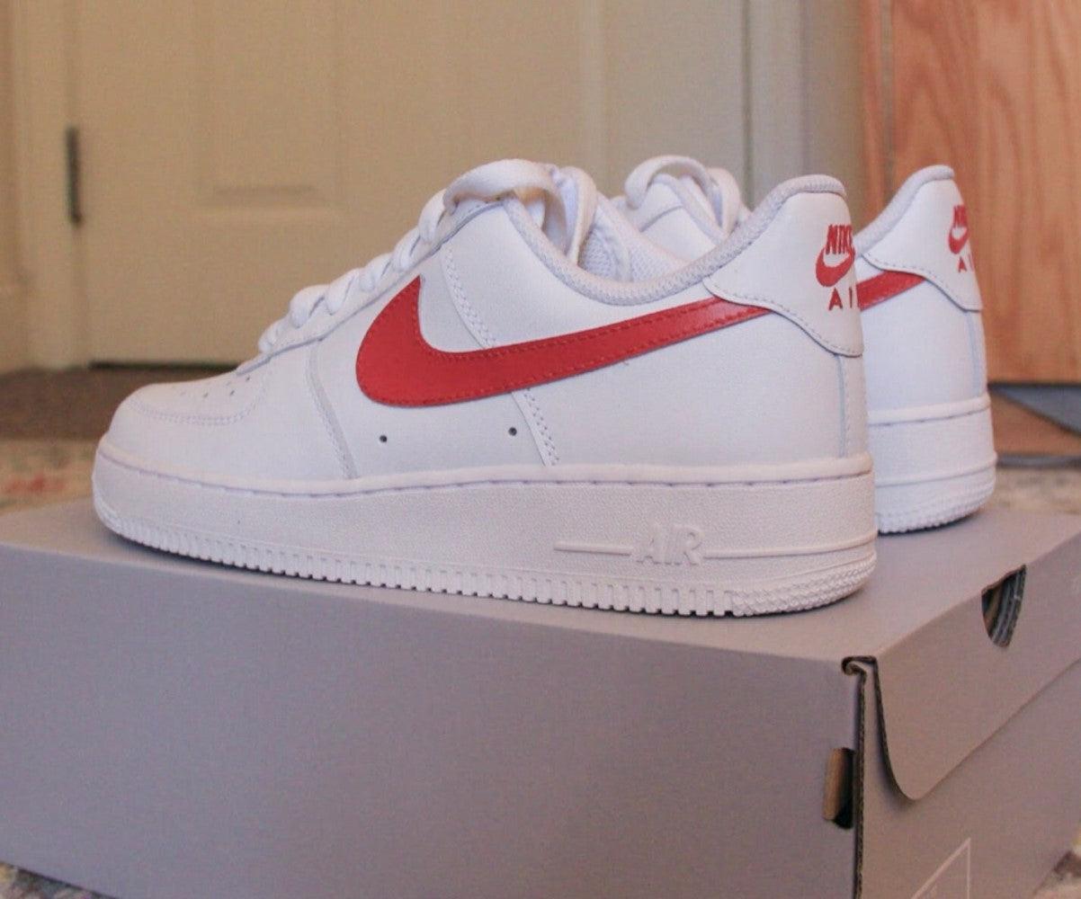 Red Swoosh Custom Air Force 1-shecustomize