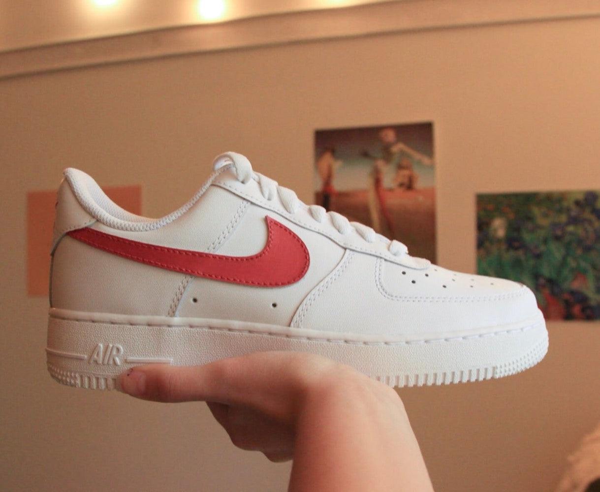 Red Swoosh Custom Air Force 1-shecustomize