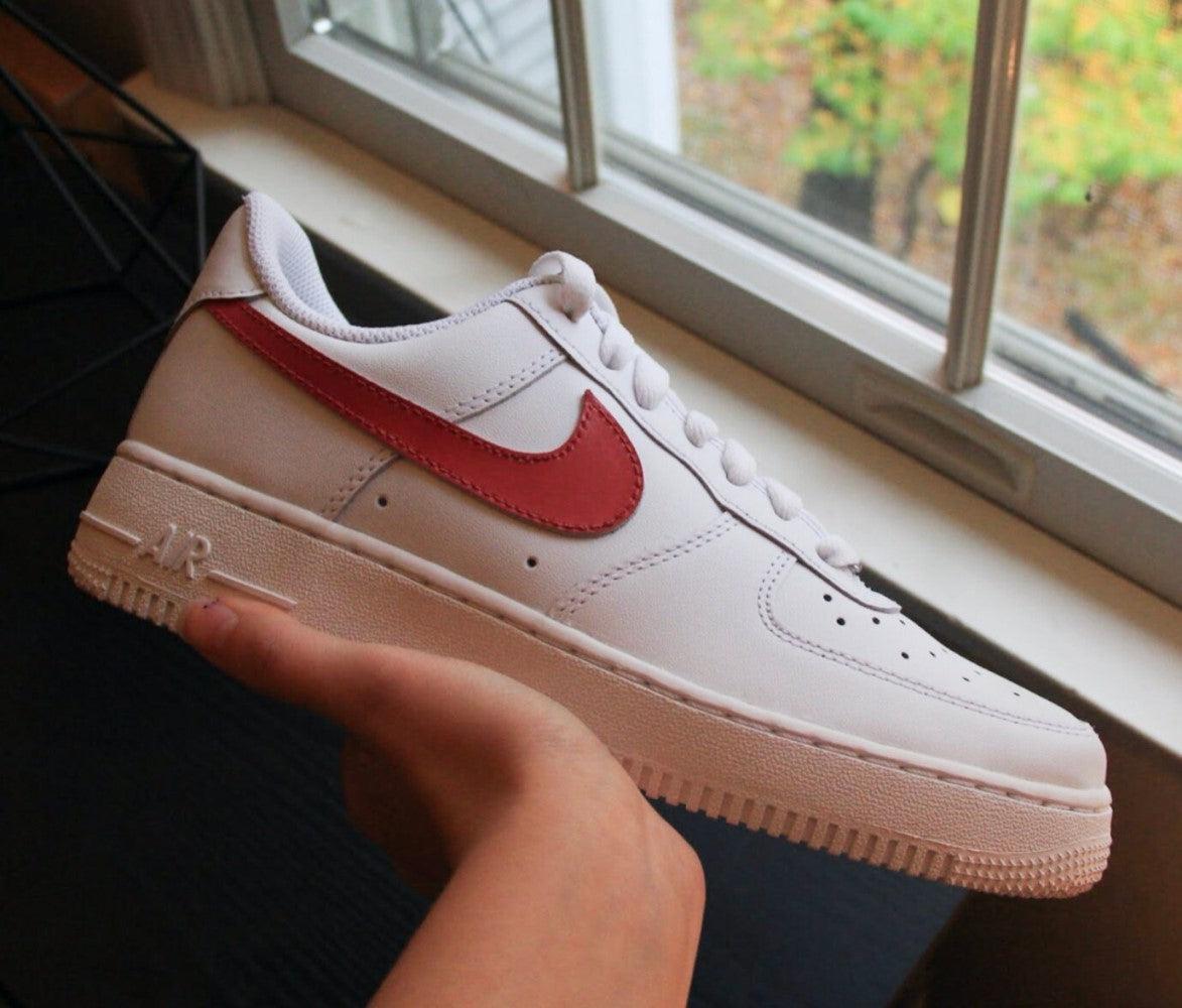 Red Swoosh Custom Air Force 1-shecustomize