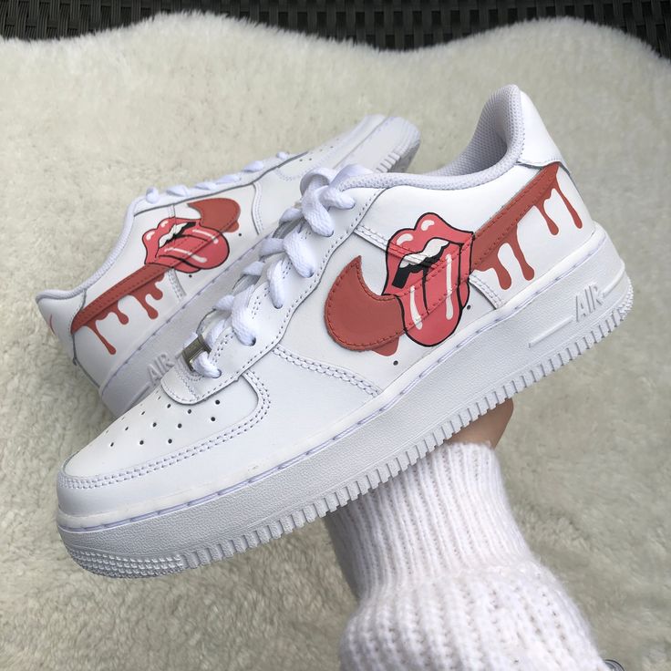 Red Tongue Pattern Custom Air Force 1-shecustomize