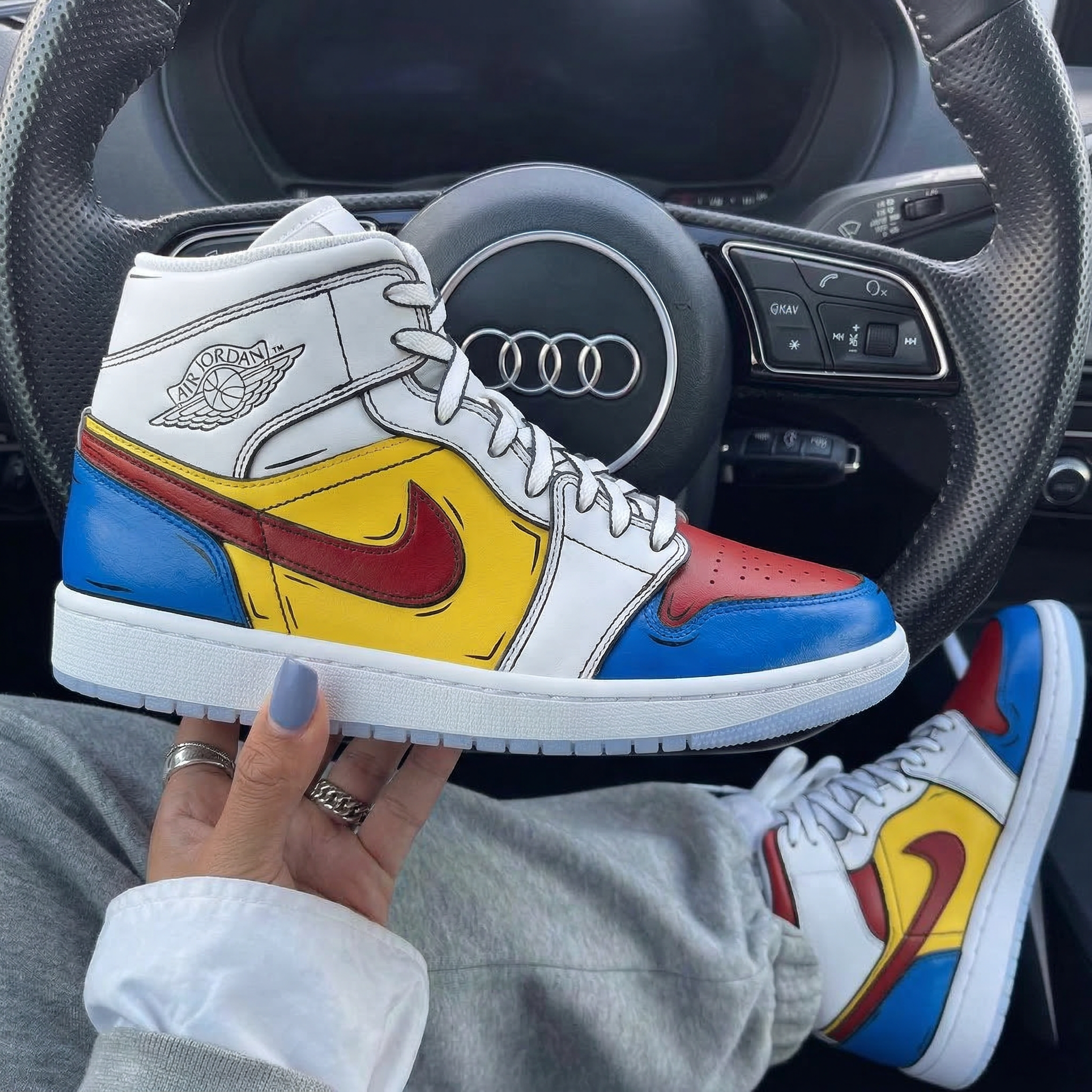 Red Yellow Blue Comic Style Custom Air Jordan 1-shecustomize