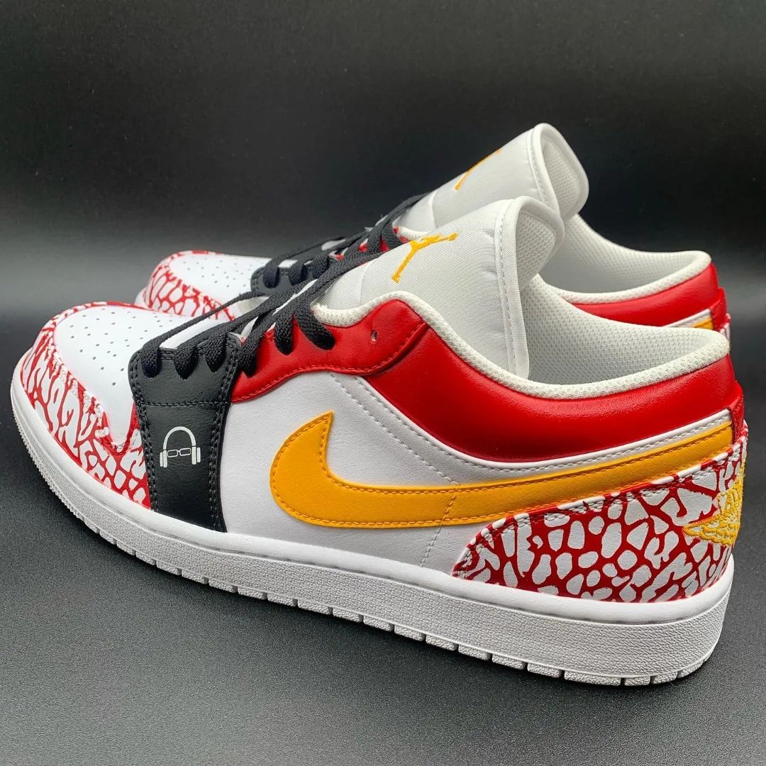 Red Yellow Crackle Custom Air Jordan 1-shecustomize
