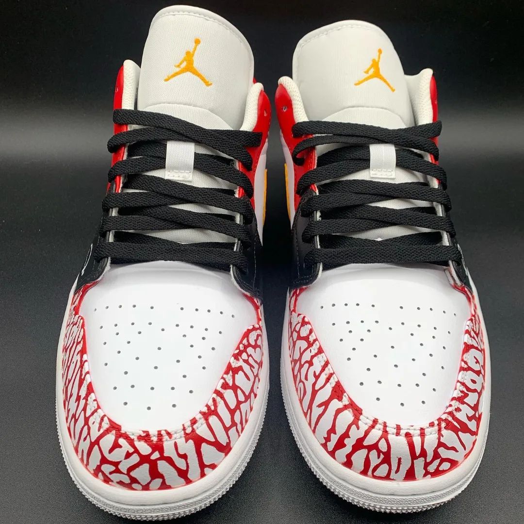 Red Yellow Crackle Custom Air Jordan 1-shecustomize