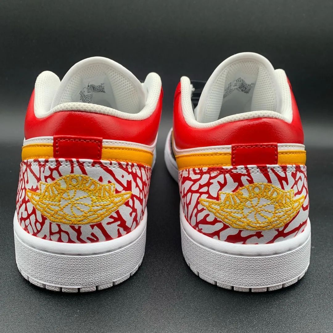 Red Yellow Crackle Custom Air Jordan 1-shecustomize