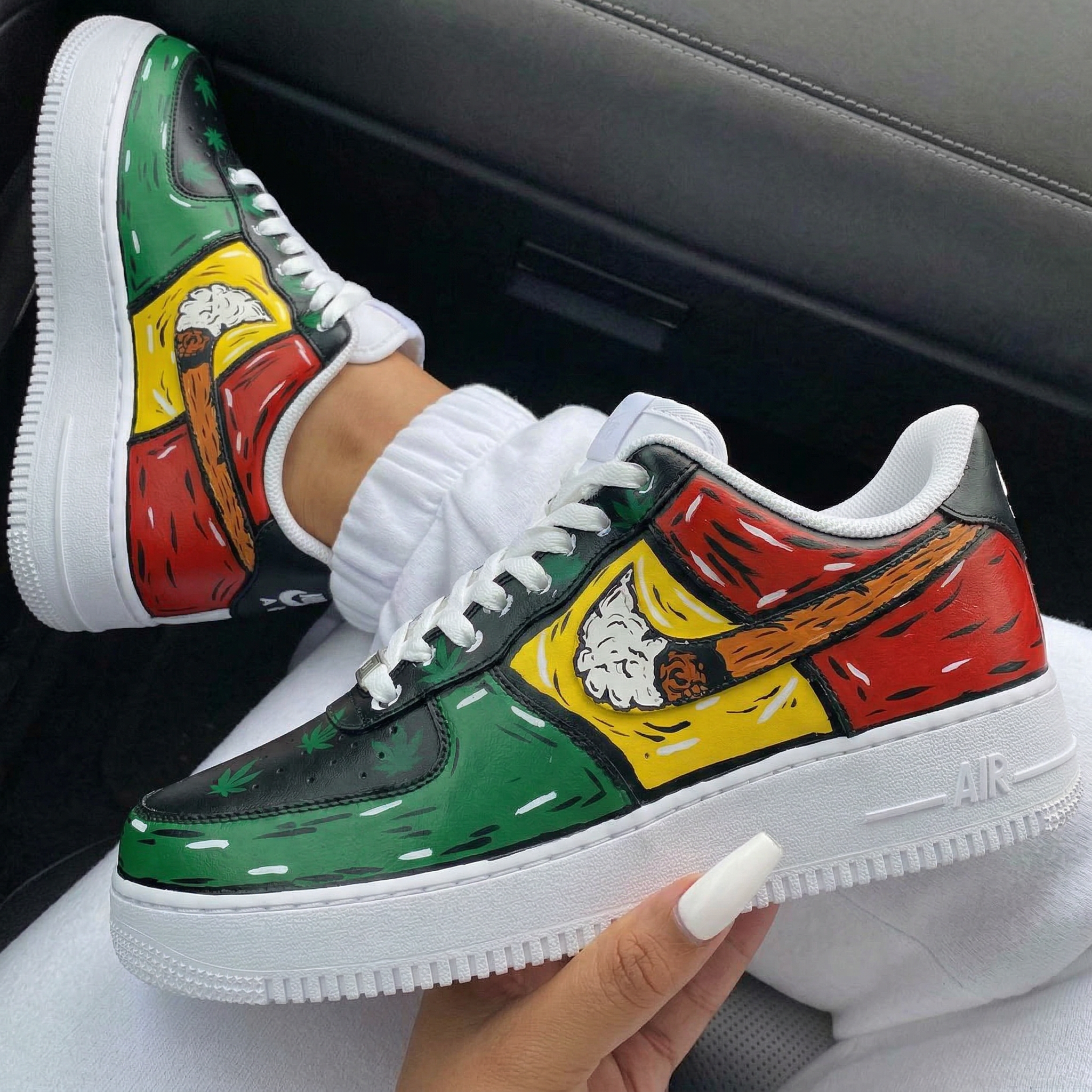 Red Yellow Green Black Pipe Cannabis Leaves Custom Air Force 1-shecustomize