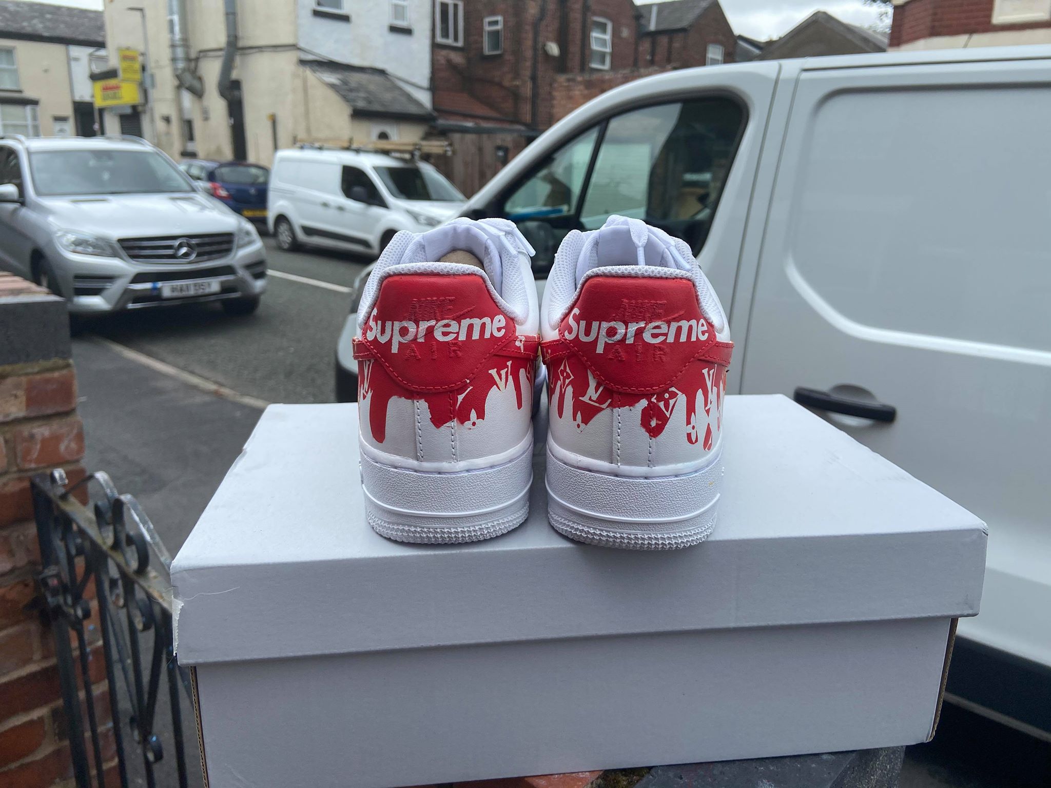 Red Yellow LV Print Custom Air Force 1-shecustomize