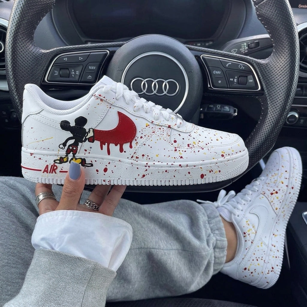 Red Yellow Splatter Mickey Custom Air Force 1-shecustomize