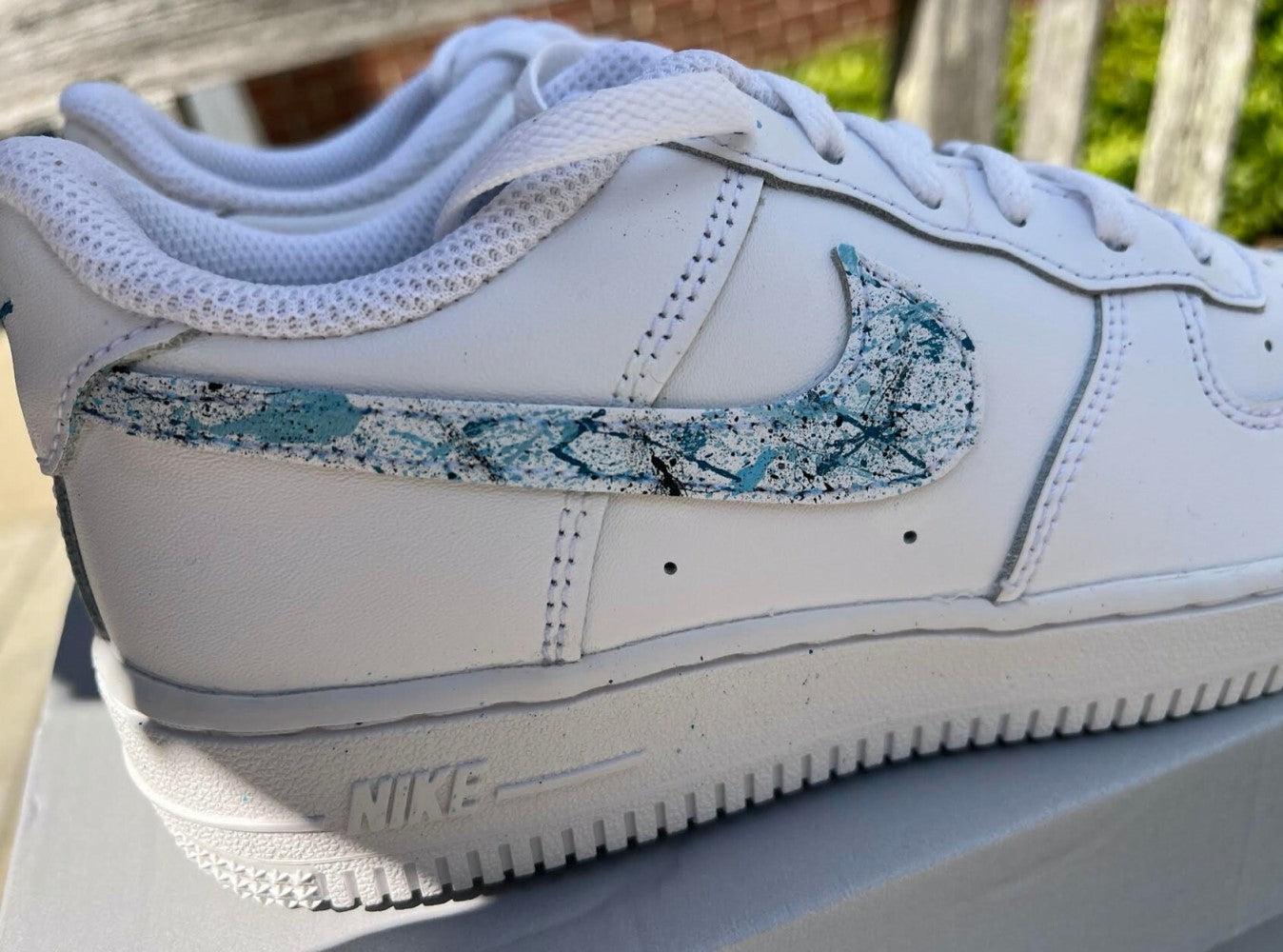 Splash Swoosh Custom Air Force 1-shecustomize