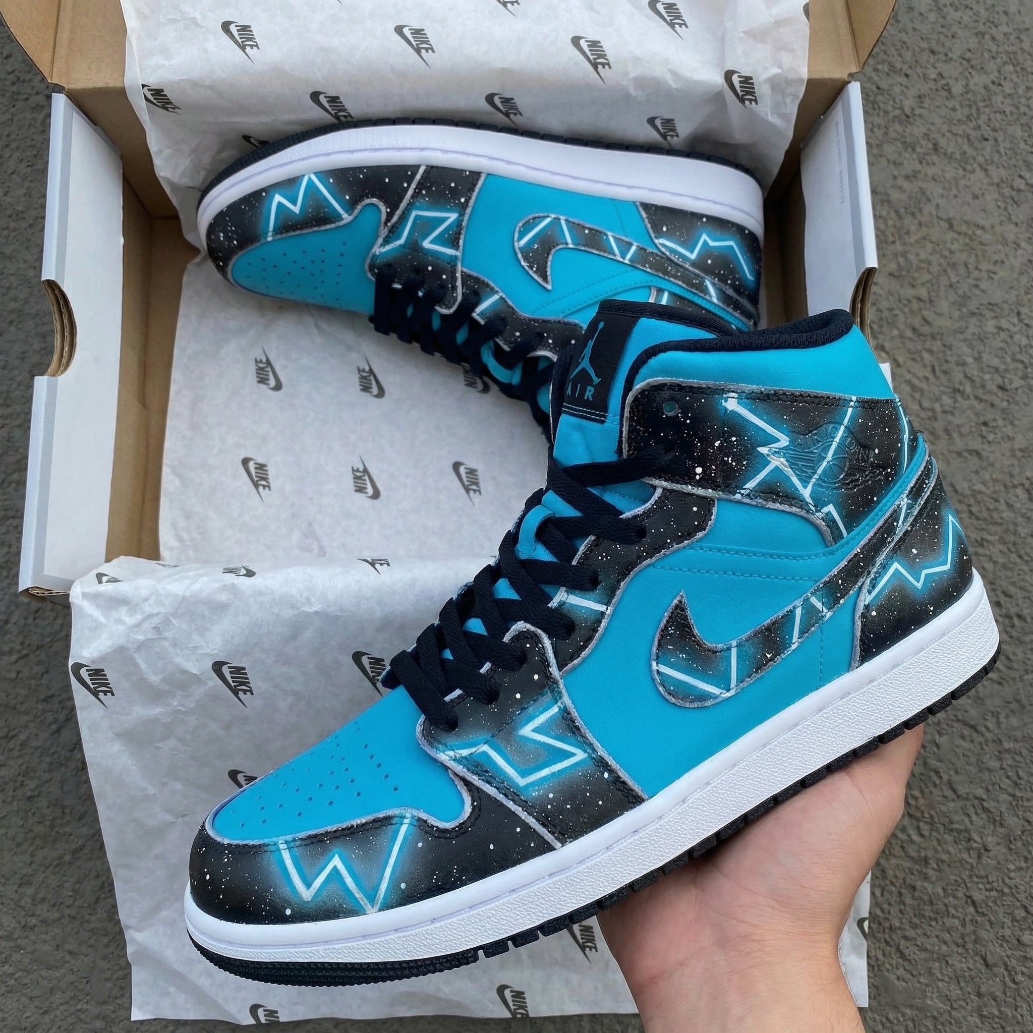 Teal Black Galaxy Custom Air Jordan 1-shecustomize