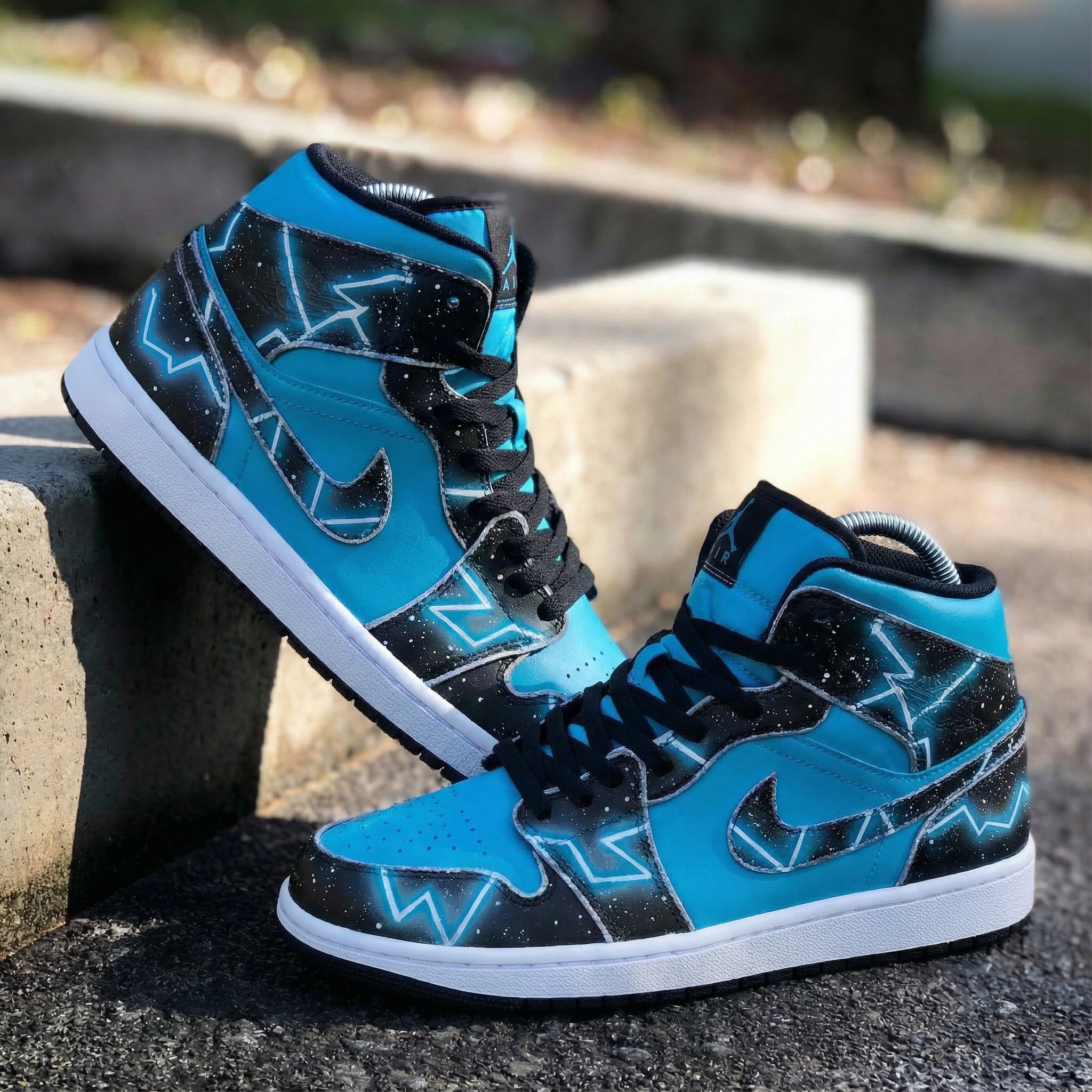 Teal Black Galaxy Custom Air Jordan 1-shecustomize