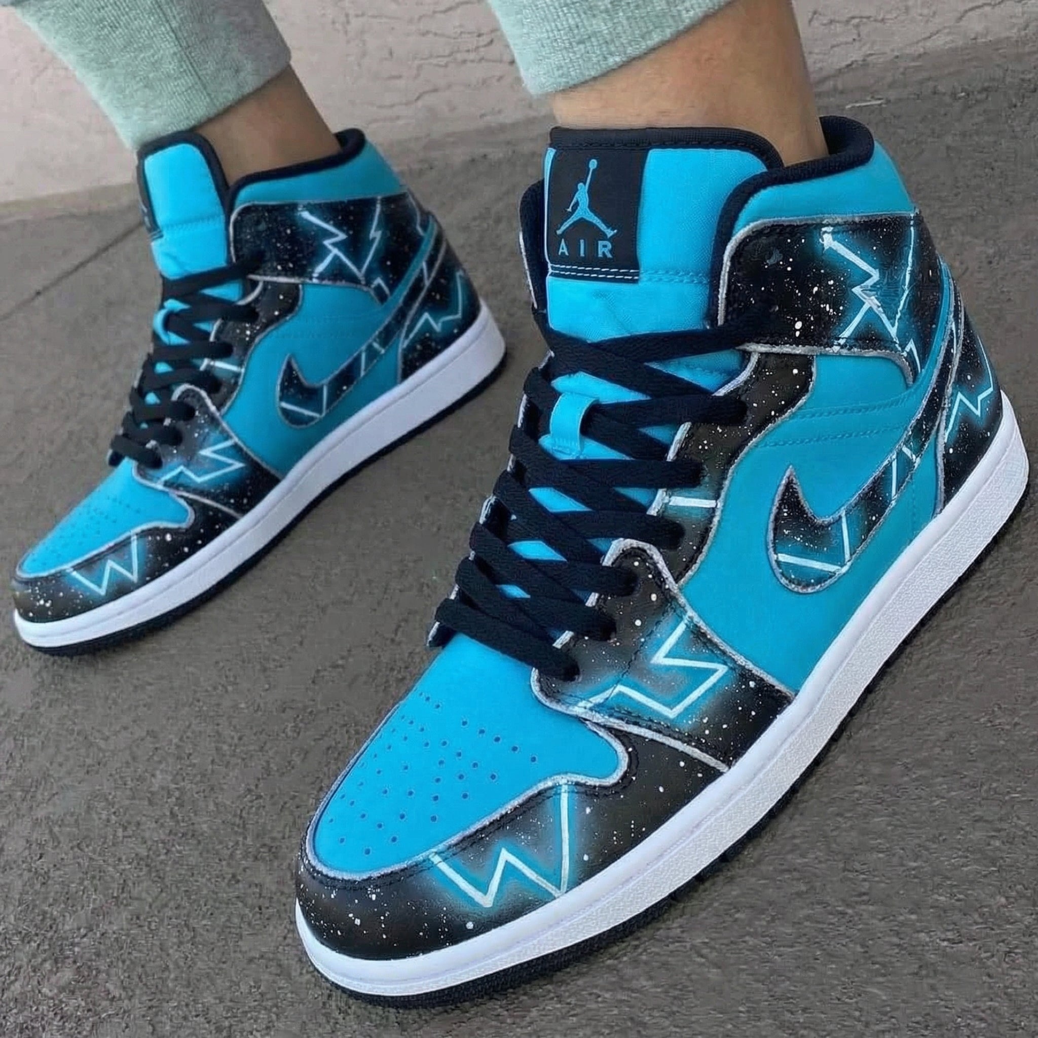Teal Black Galaxy Custom Air Jordan 1-shecustomize