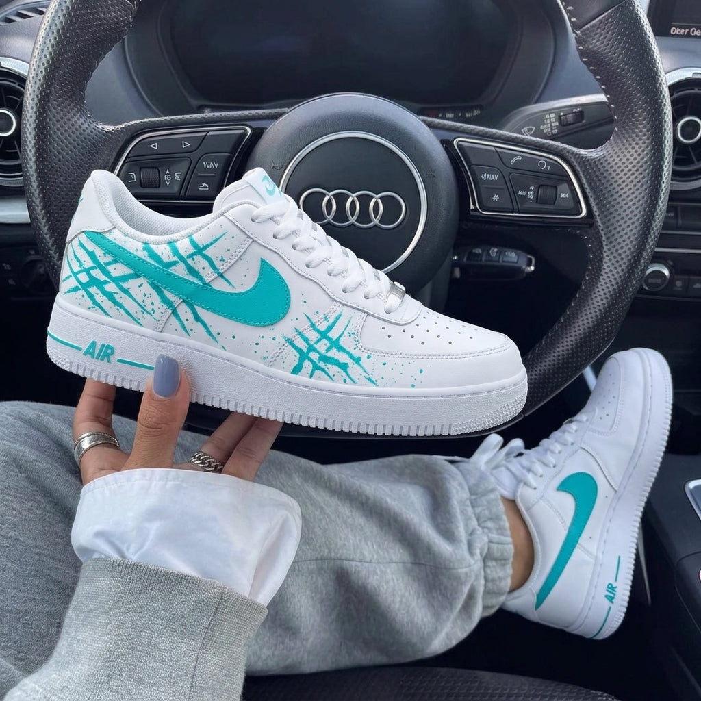 Teal Claw Marks Splatter Custom Air Force 1-shecustomize