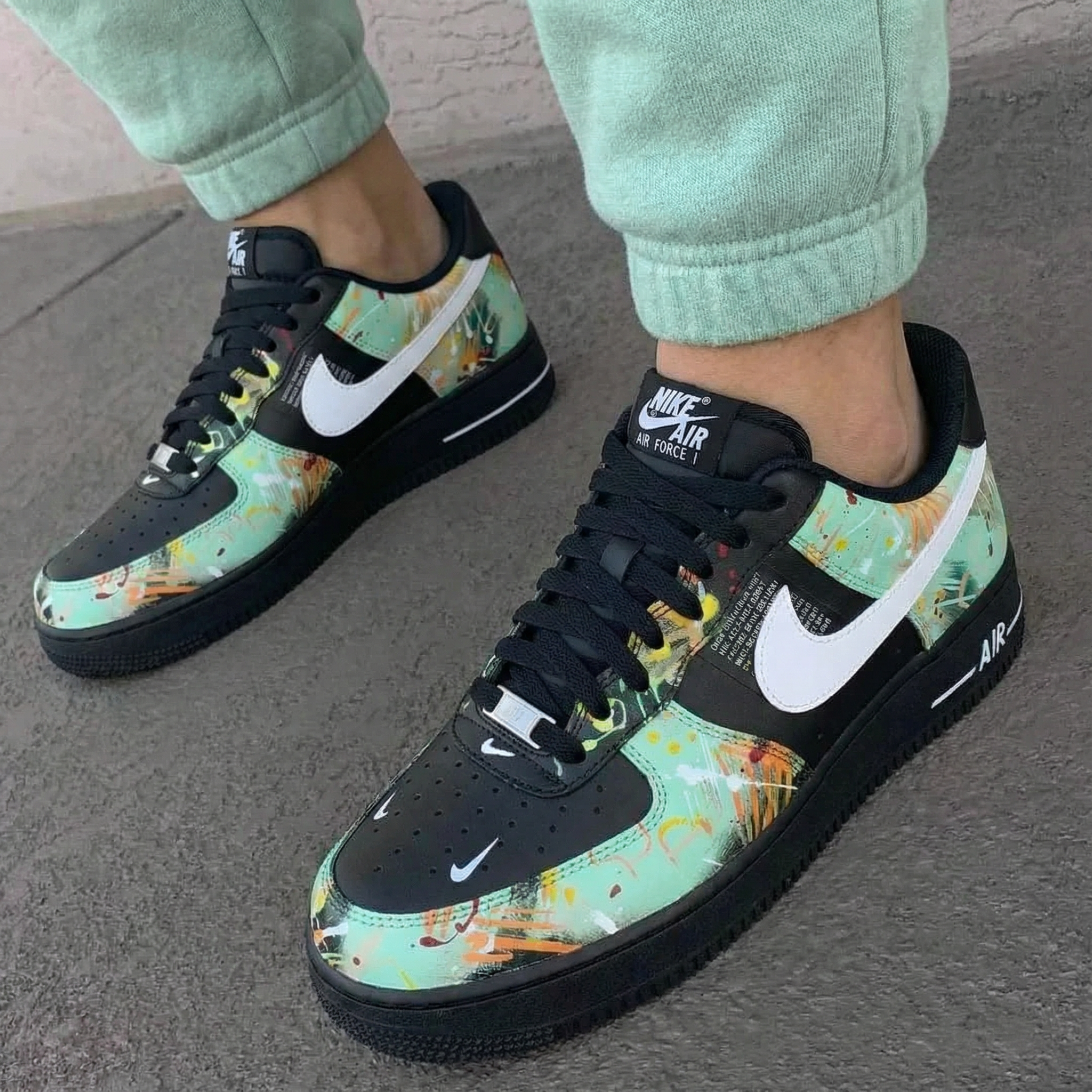 Teal Splatter Custom Air Force 1-shecustomize