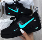 Tiffany Blue Black Custom Air Force 1-shecustomize