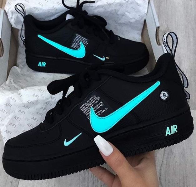 Tiffany Blue Black Custom Air Force 1-shecustomize