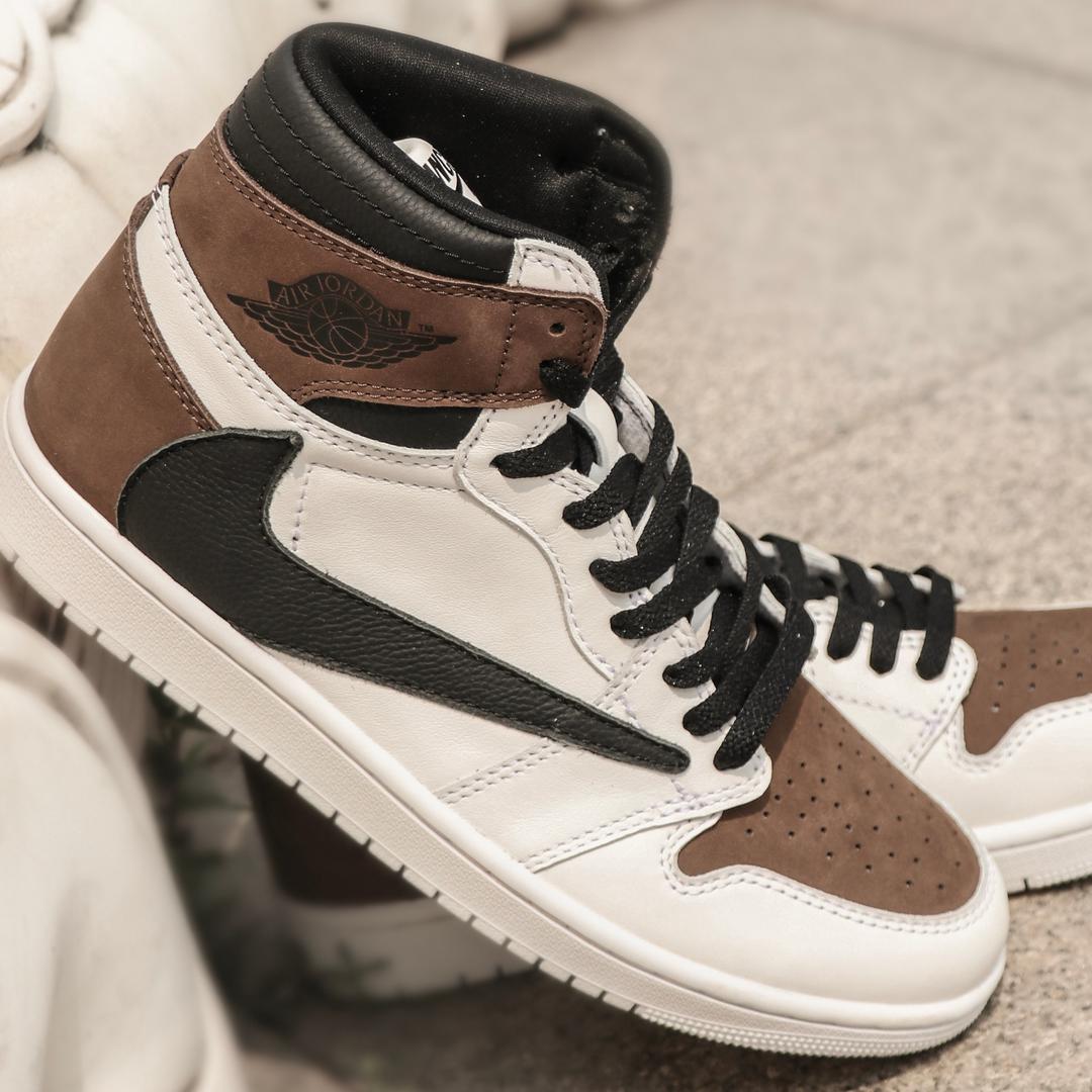 Travis Scott Brown Macha White Custom Air Jordan 1-shecustomize