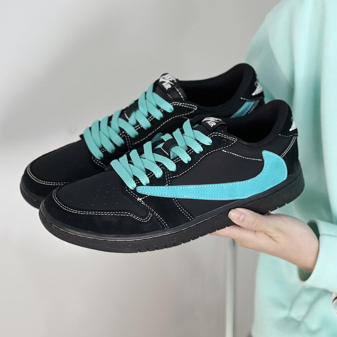 TravisScott Black Tiffany Blue Custom Air Jordan 1 Low-shecustomize
