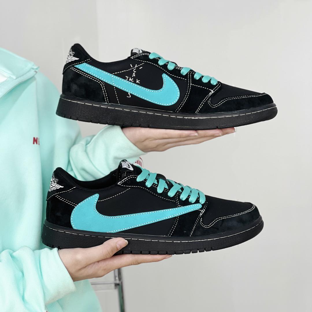 TravisScott Black Tiffany Blue Custom Air Jordan 1 Low-shecustomize
