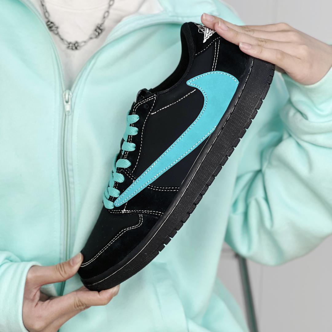 TravisScott Black Tiffany Blue Custom Air Jordan 1 Low-shecustomize
