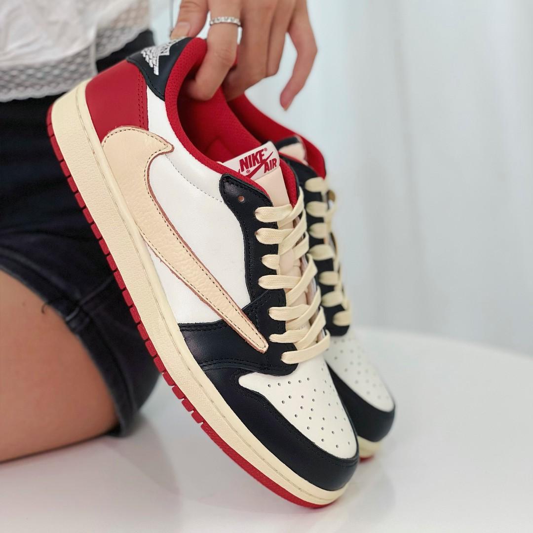 TravisScott Red Black Custom Air Jordan 1 Low-shecustomize