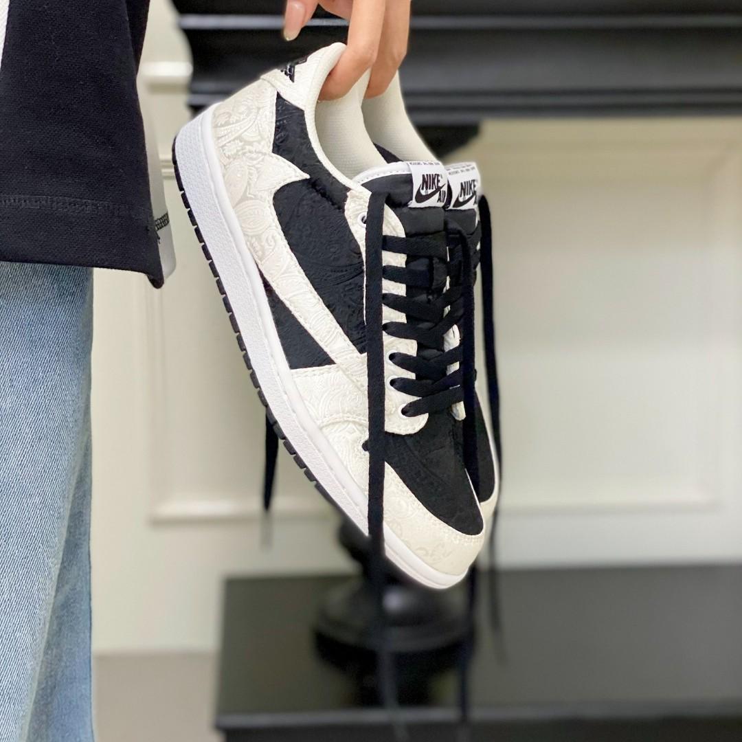 TravisScott White Black Custom Air Jordan 1 Low-shecustomize