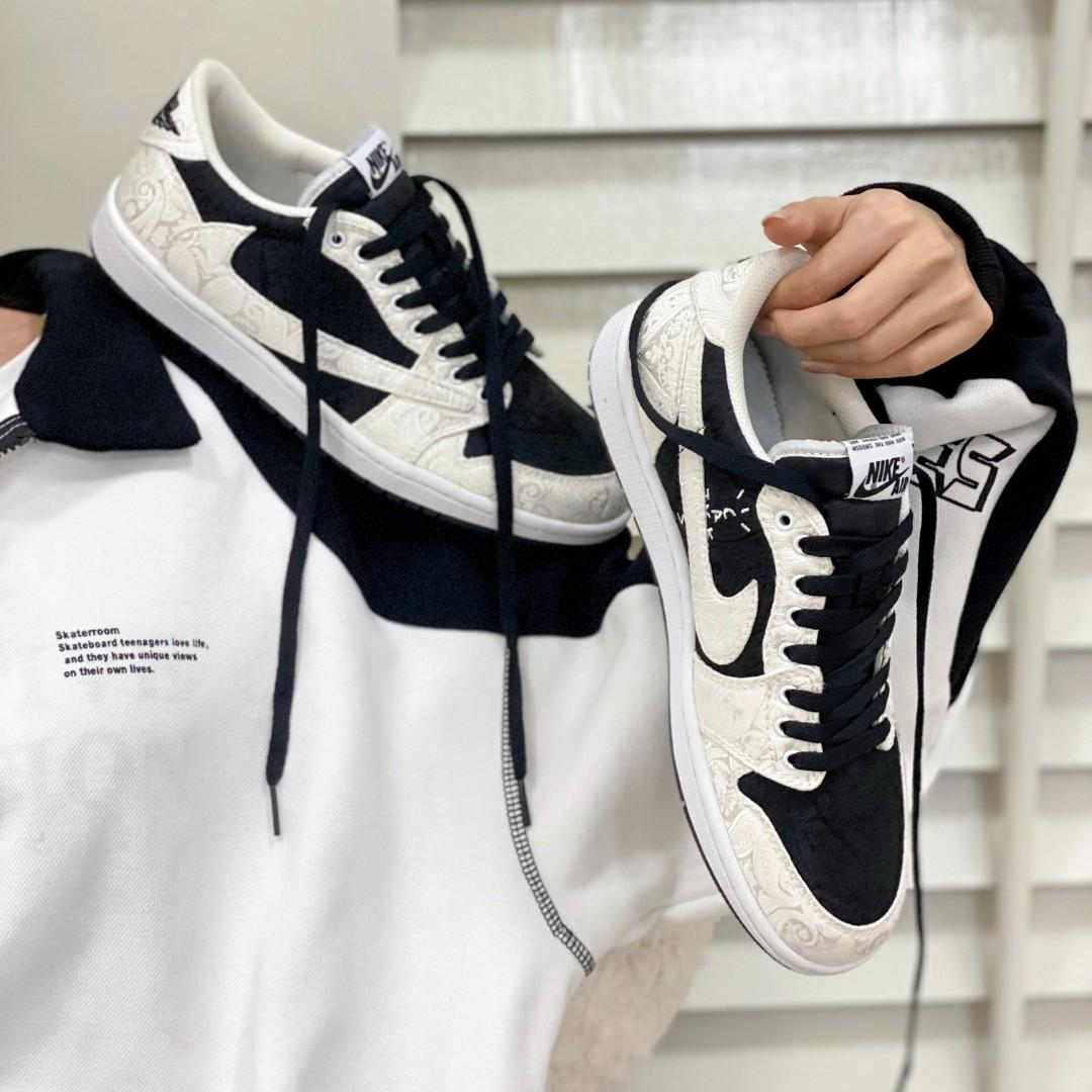 TravisScott White Black Custom Air Jordan 1 Low-shecustomize