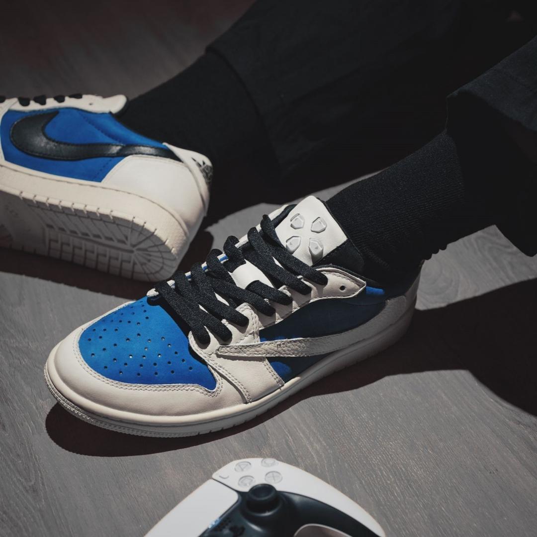 TS Blue White Custom Air Jordan 1-shecustomize