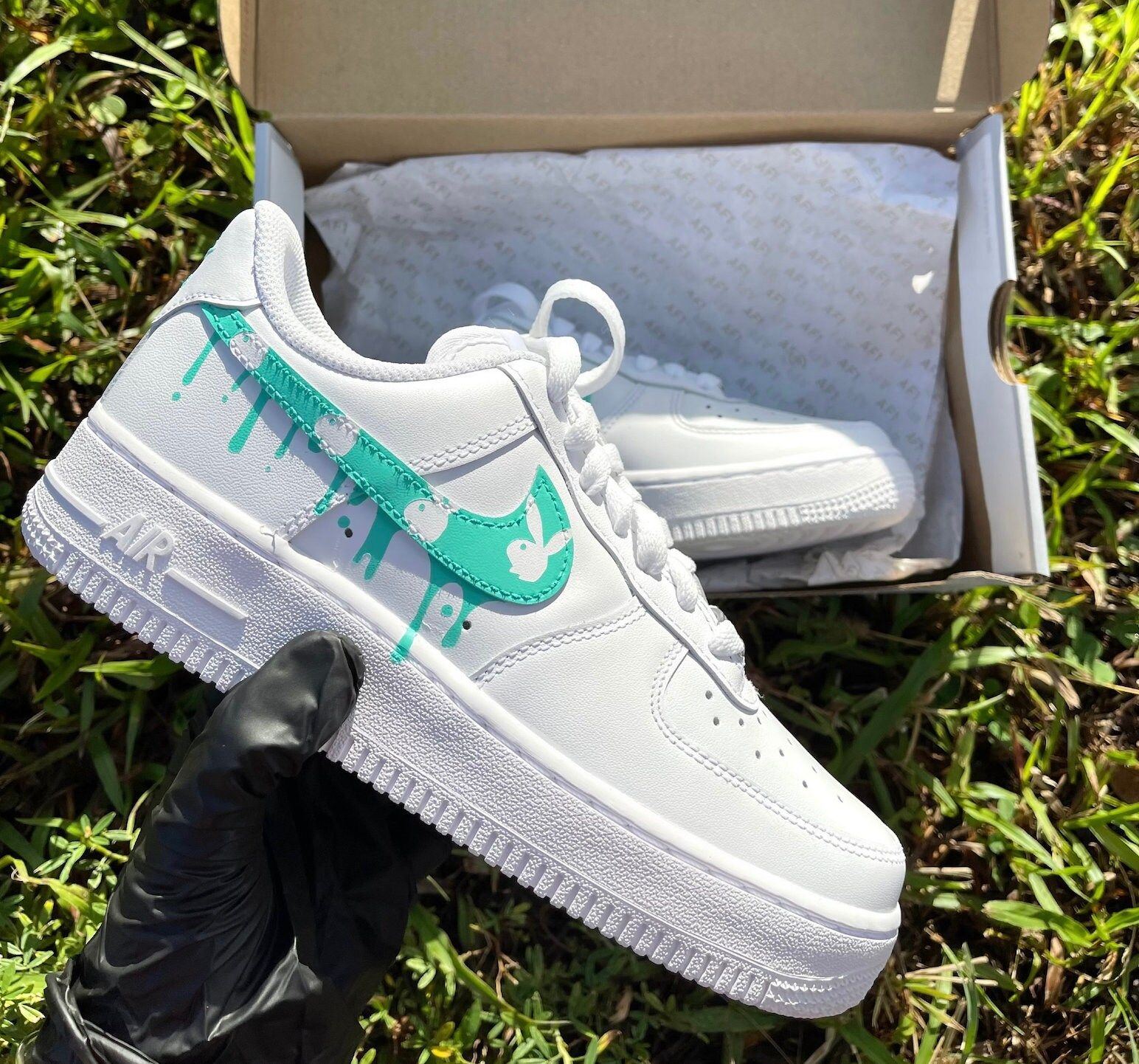 Turquoise Drip Custom Air Force 1-shecustomize
