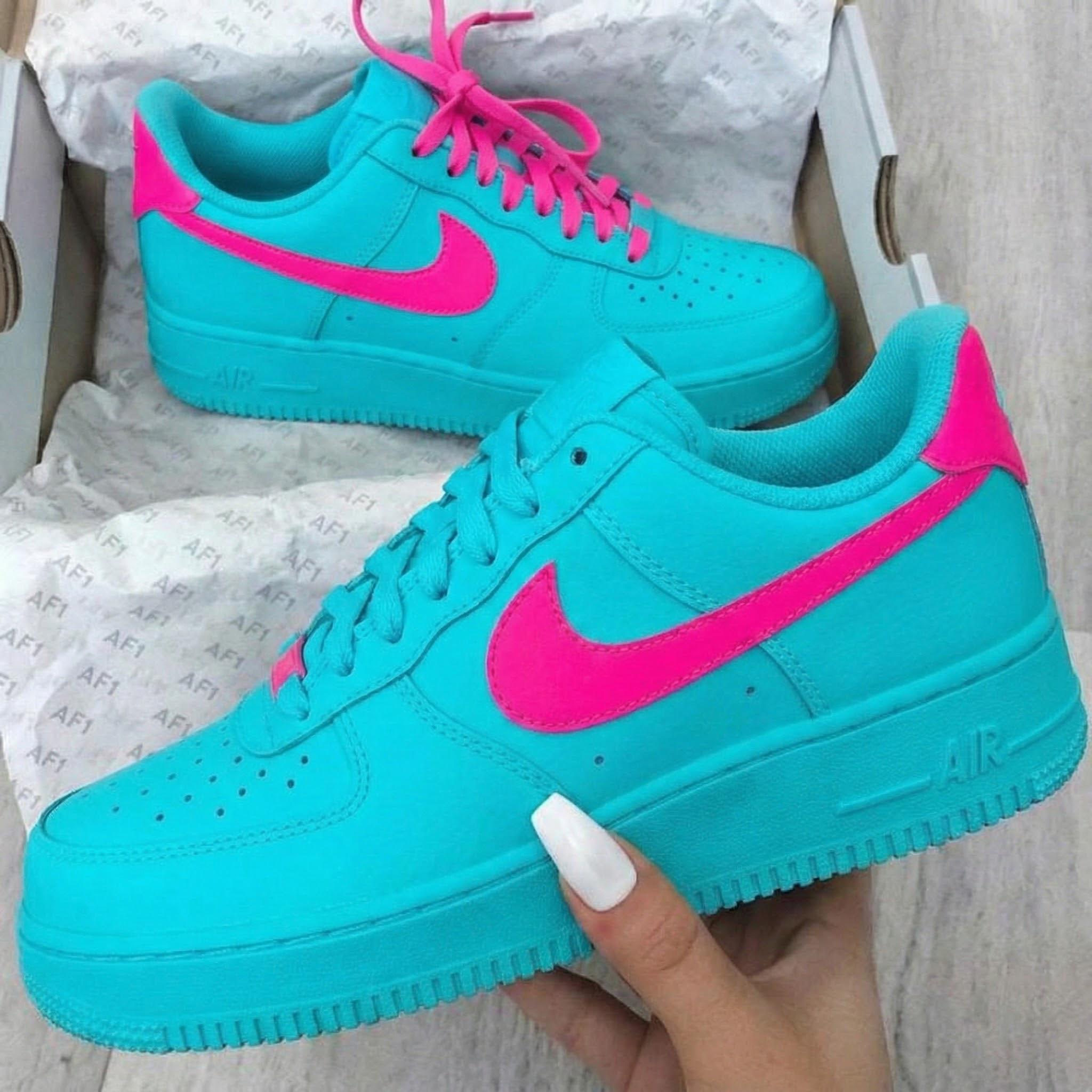 Turquoise Pink Custom Air Force 1-shecustomize