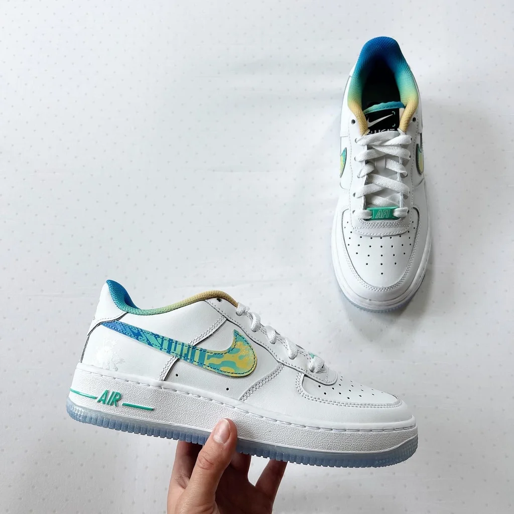 Turquoise Yellow Camouflage Custom Air Force 1-shecustomize