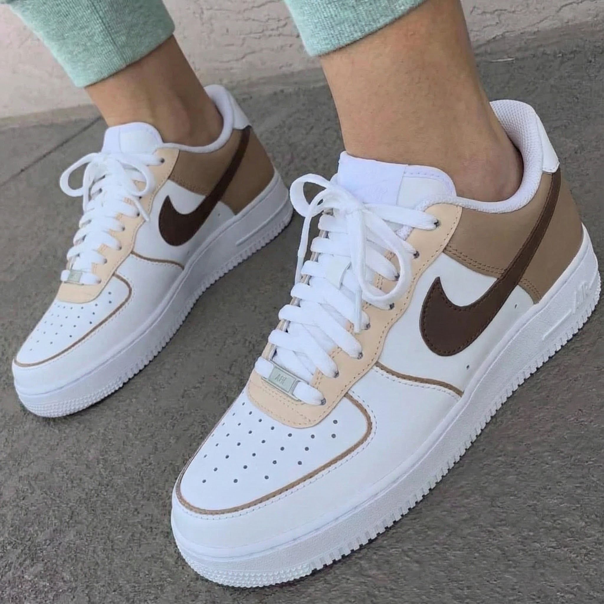 Warm Earth Tone Beige Brown Custom Air Force 1-shecustomize