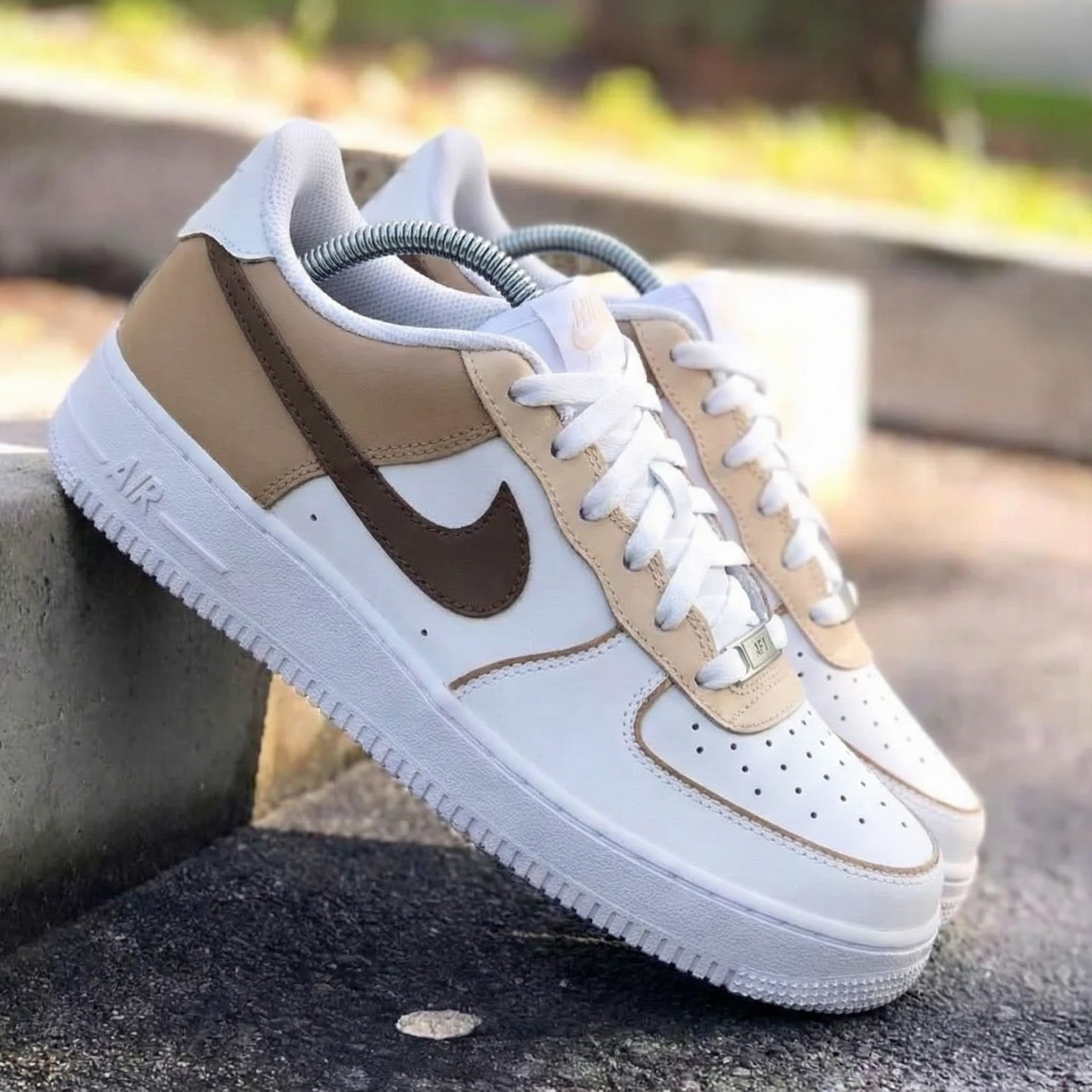 Warm Earth Tone Beige Brown Custom Air Force 1-shecustomize
