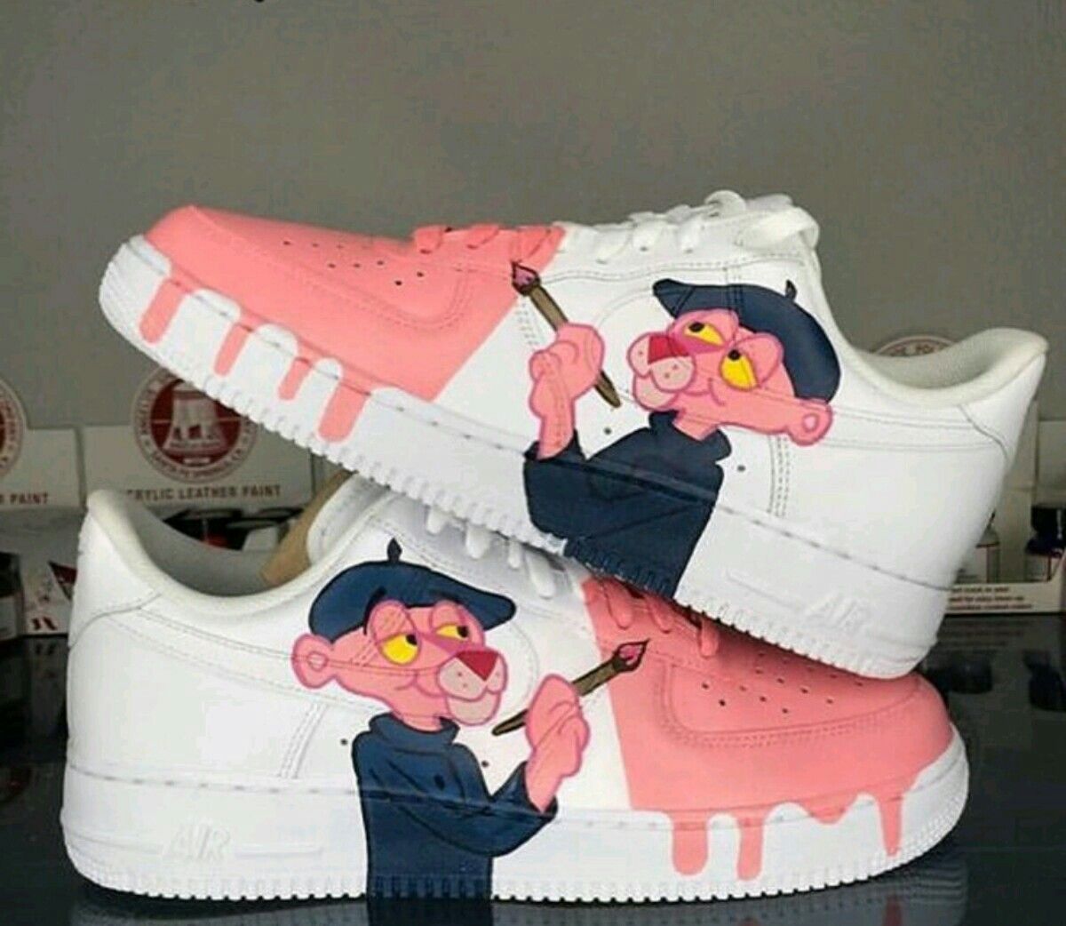 White Baby Pink Pink - Panther Custom Air Force 1-shecustomize