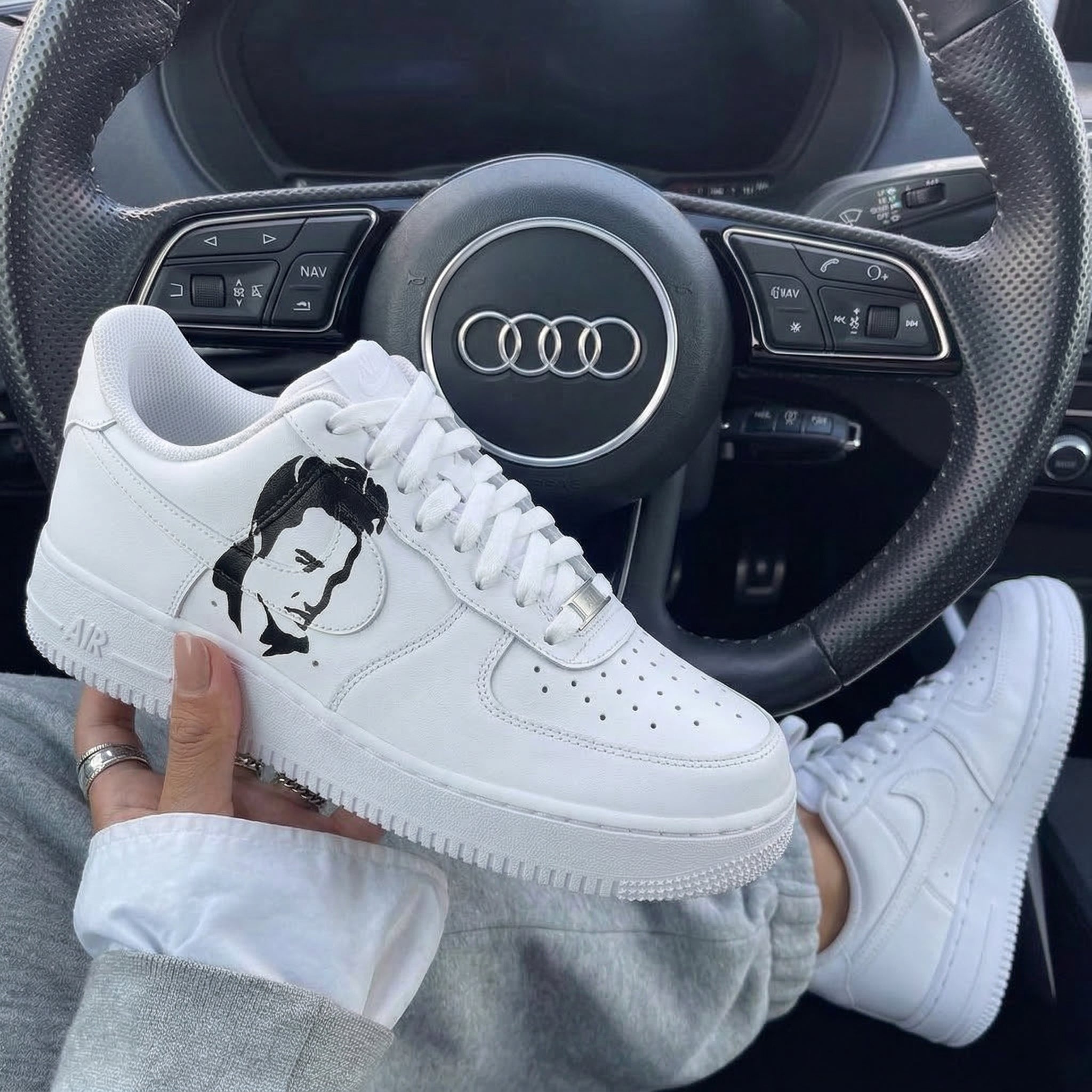 White Black Portrait Custom Air Force 1-shecustomize