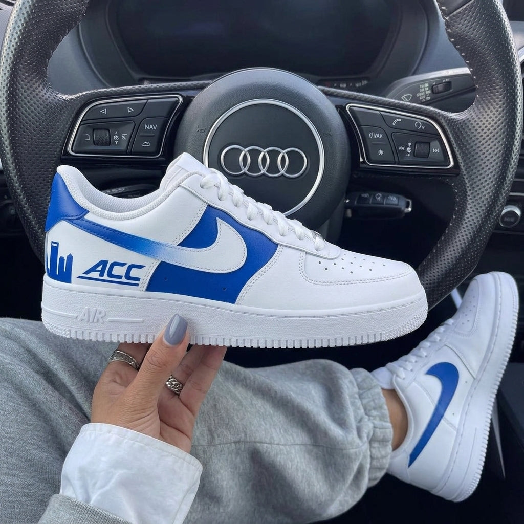 White Blue ACC Print Custom Air Force 1-shecustomize