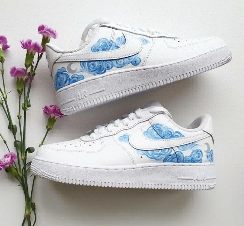 White Blue Clouds Custom Air Force 1-shecustomize