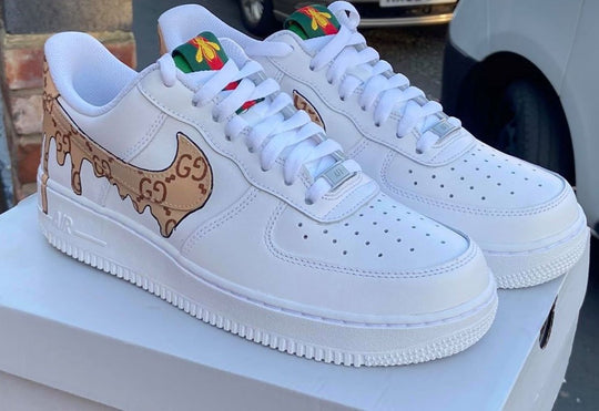 White GG Pattern Custom Air Force 1-shecustomize
