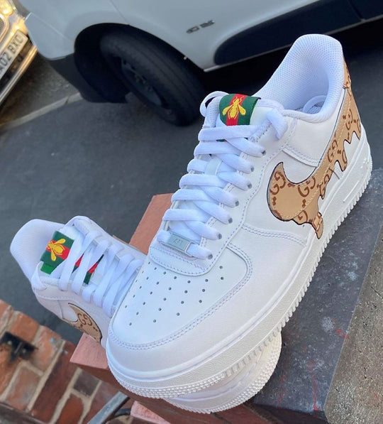 White GG Pattern Custom Air Force 1-shecustomize