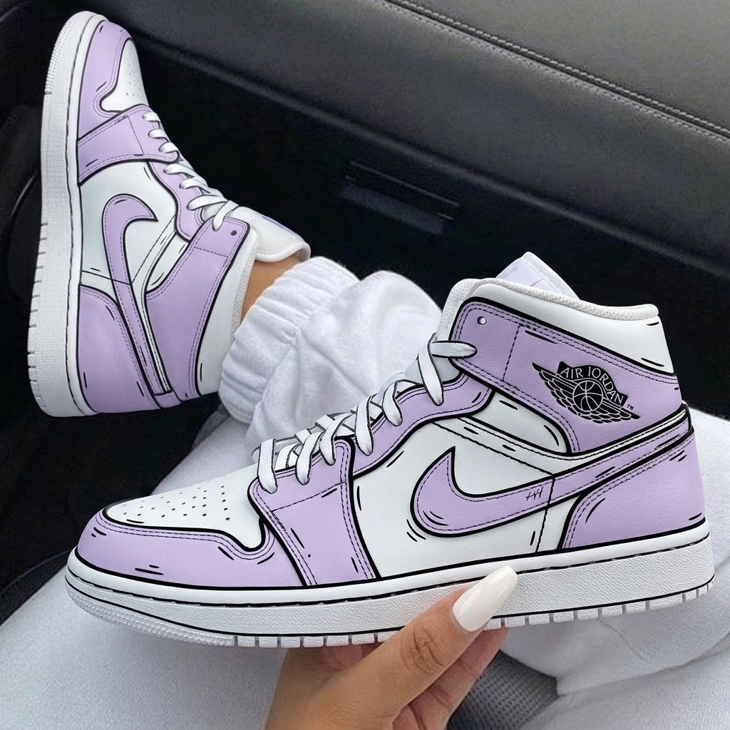 White Light Purple Cartoon Custom Air Jordan 1-shecustomize