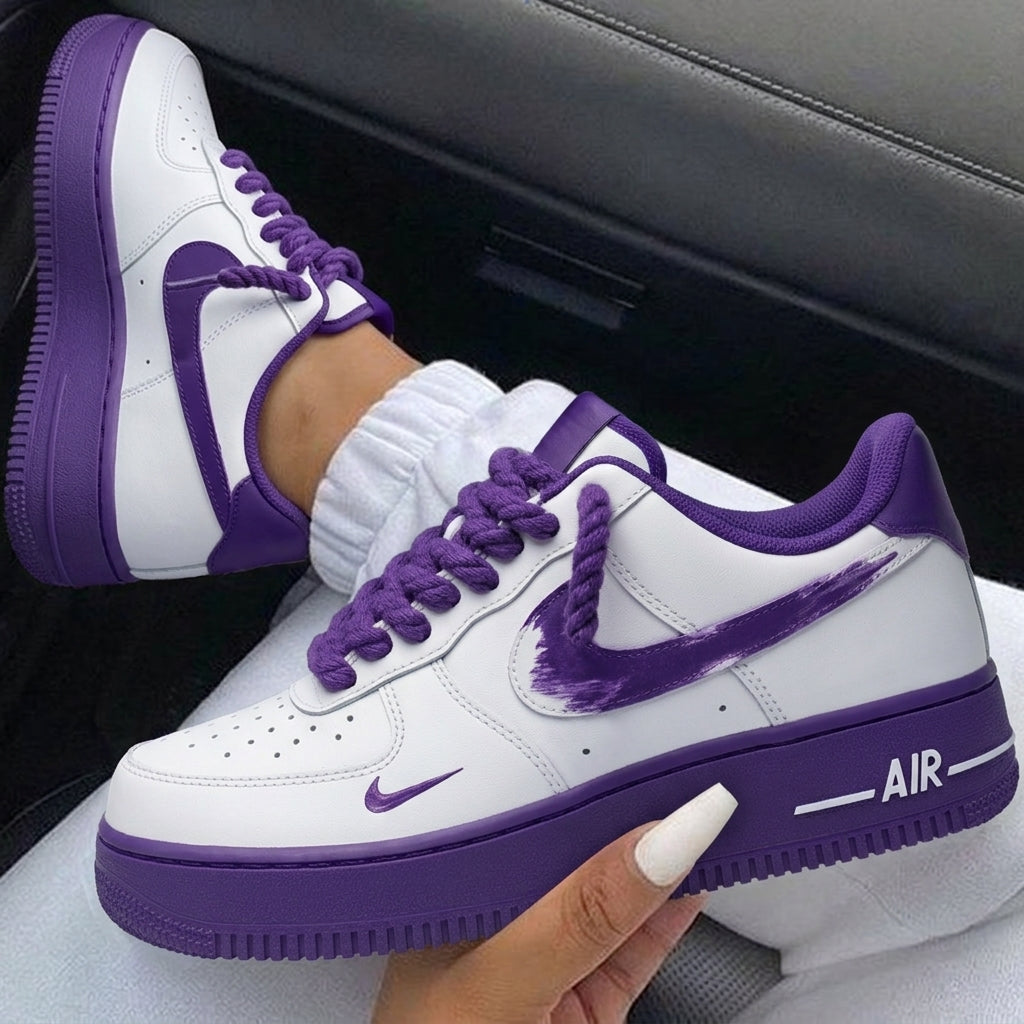 White Purple Brush Rope Lace Custom Air Force 1-shecustomize