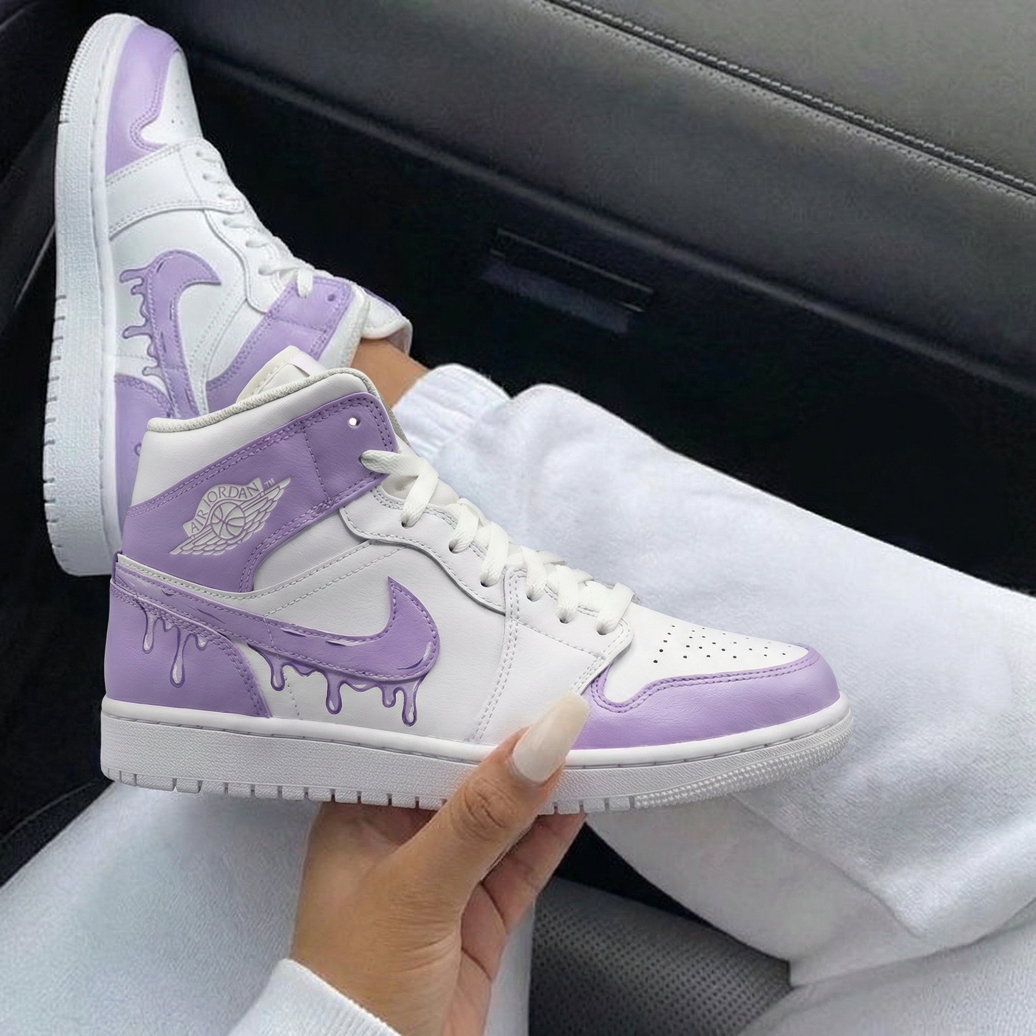 White Purple Drip Pattern Custom Air Jordan 1-shecustomize