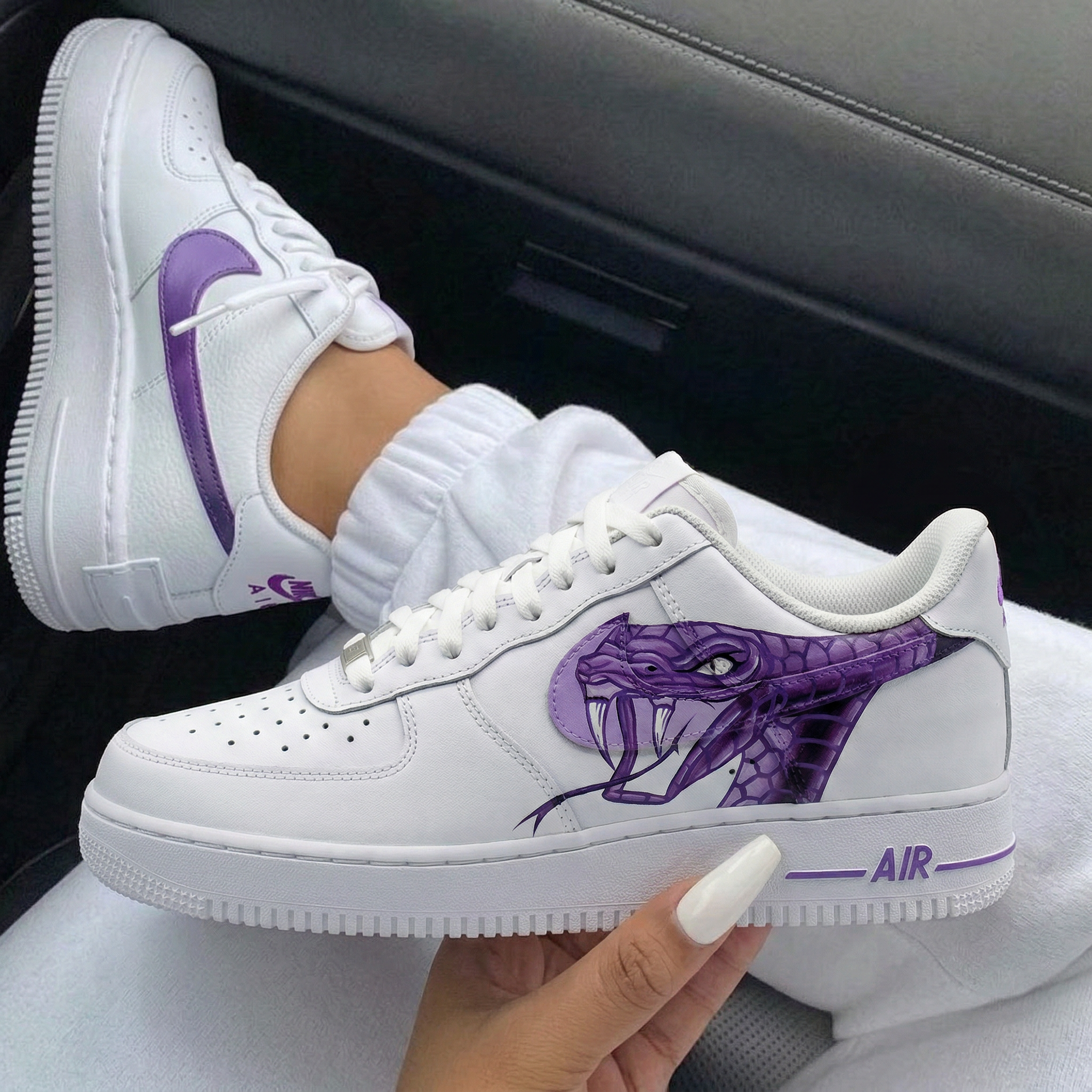 White Purple Snake Custom Air Force 1-shecustomize