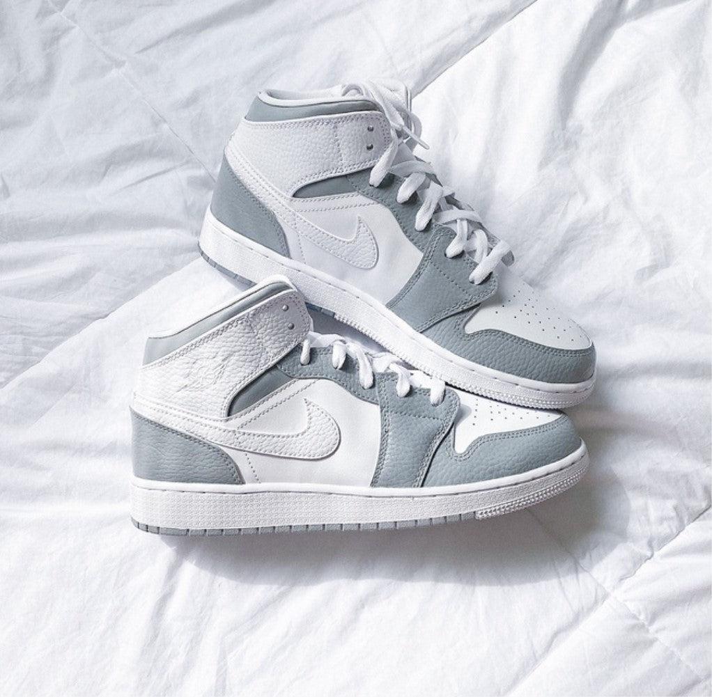 White Swoosh Grey Custom Air Jordan 1-shecustomize